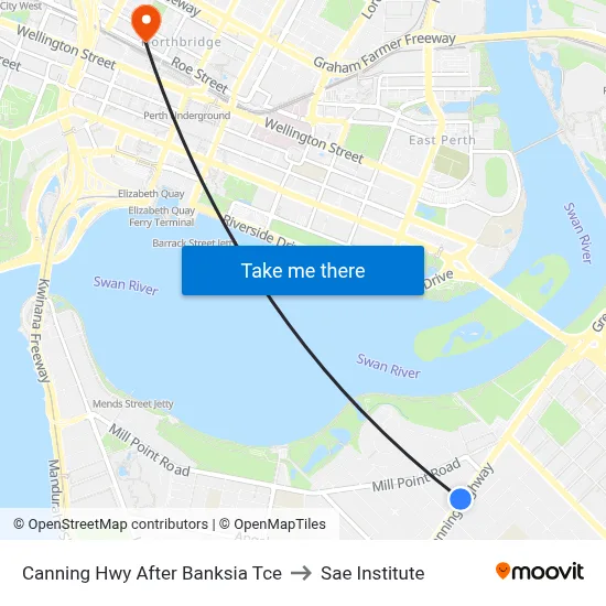 Canning Hwy After Banksia Tce to Sae Institute map