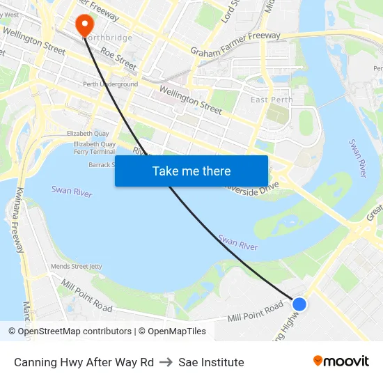 Canning Hwy After Way Rd to Sae Institute map