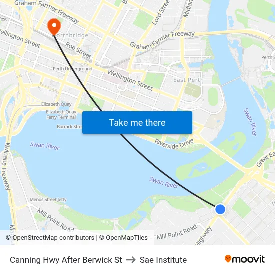 Canning Hwy After Berwick St to Sae Institute map