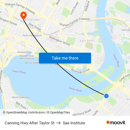 Canning Hwy After Taylor St to Sae Institute map