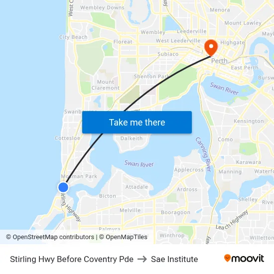 Stirling Hwy Before Coventry Pde to Sae Institute map