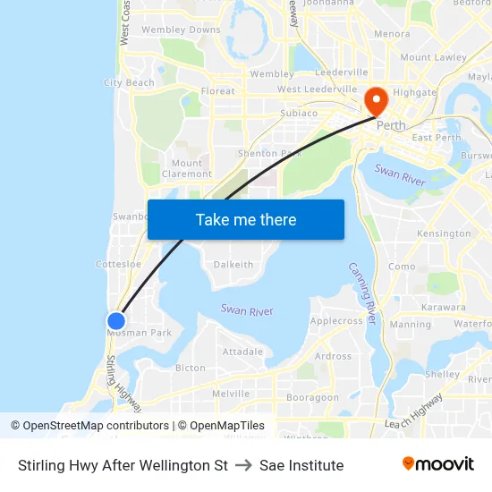 Stirling Hwy After Wellington St to Sae Institute map