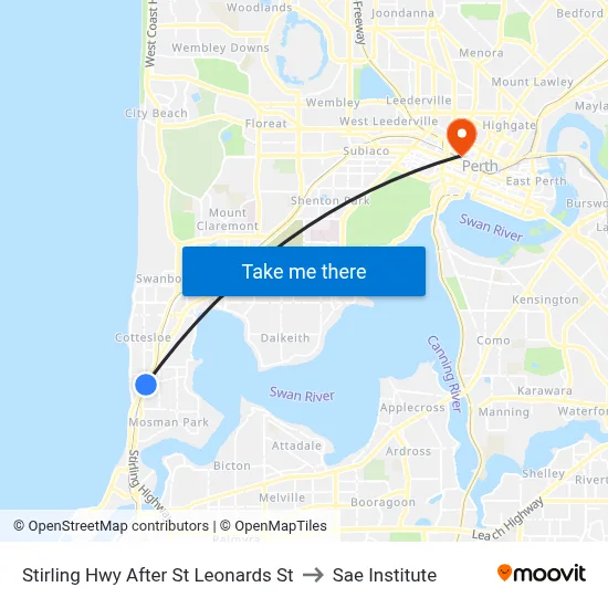 Stirling Hwy After St Leonards St to Sae Institute map