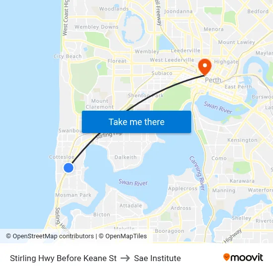 Stirling Hwy Before Keane St to Sae Institute map