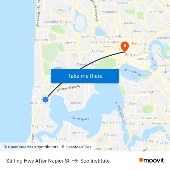 Stirling Hwy After Napier St to Sae Institute map