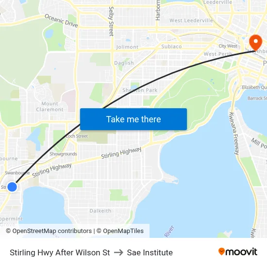 Stirling Hwy After Wilson St to Sae Institute map
