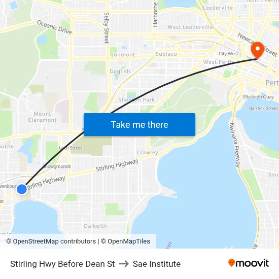 Stirling Hwy Before Dean St to Sae Institute map