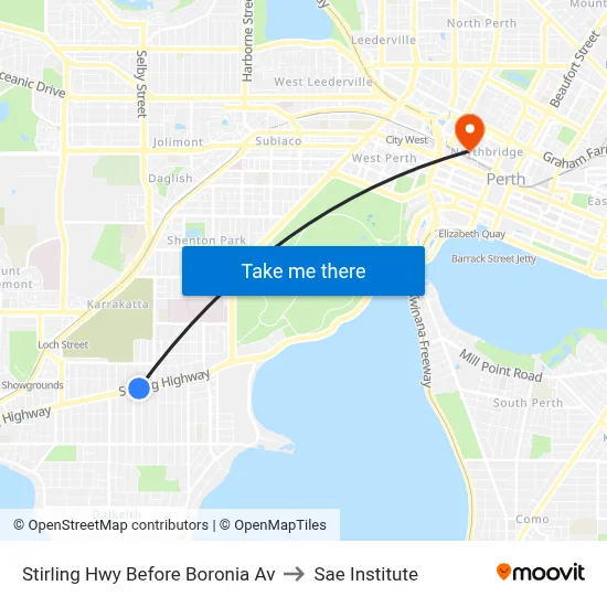 Stirling Hwy Before Boronia Av to Sae Institute map