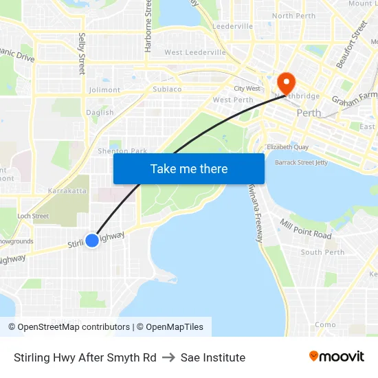 Stirling Hwy After Smyth Rd to Sae Institute map