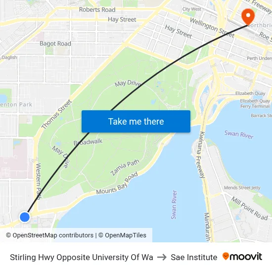Stirling Hwy Opposite University Of Wa to Sae Institute map