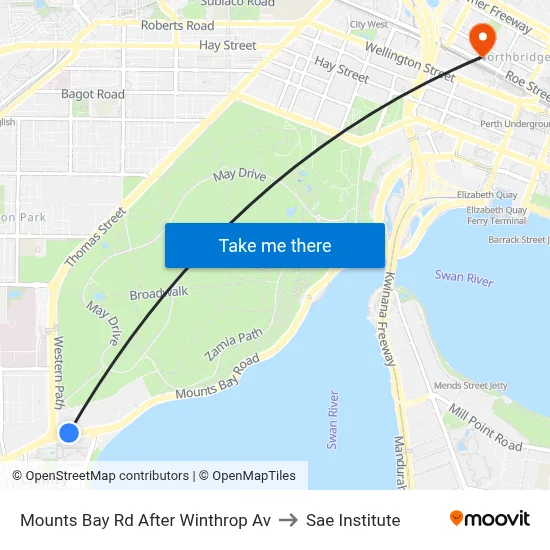 Mounts Bay Rd After Winthrop Av to Sae Institute map