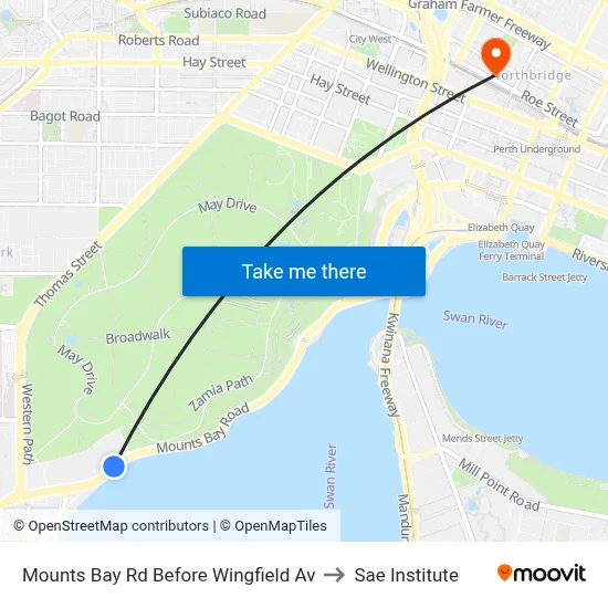 Mounts Bay Rd Before Wingfield Av to Sae Institute map