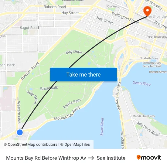 Mounts Bay Rd Before Winthrop Av to Sae Institute map