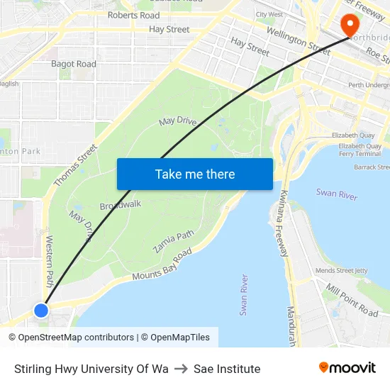 Stirling Hwy University Of Wa to Sae Institute map