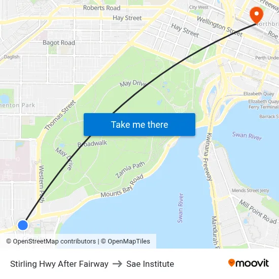 Stirling Hwy After Fairway to Sae Institute map