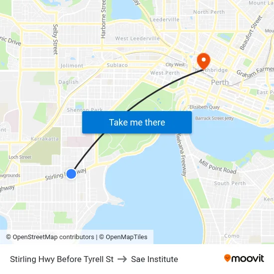Stirling Hwy Before Tyrell St to Sae Institute map