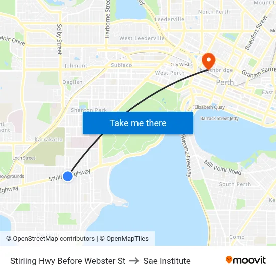 Stirling Hwy Before Webster St to Sae Institute map