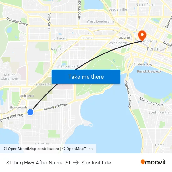 Stirling Hwy After Napier St to Sae Institute map