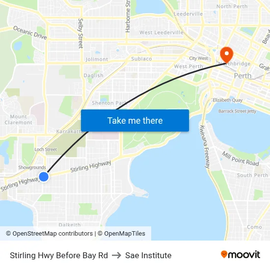 Stirling Hwy Before Bay Rd to Sae Institute map
