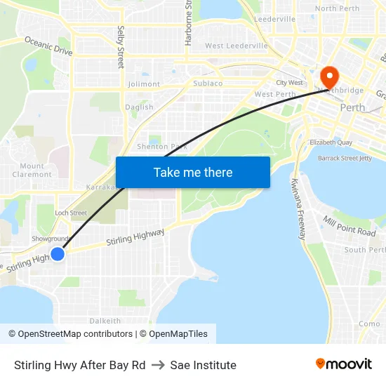 Stirling Hwy After Bay Rd to Sae Institute map