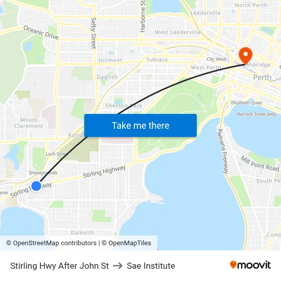 Stirling Hwy After John St to Sae Institute map