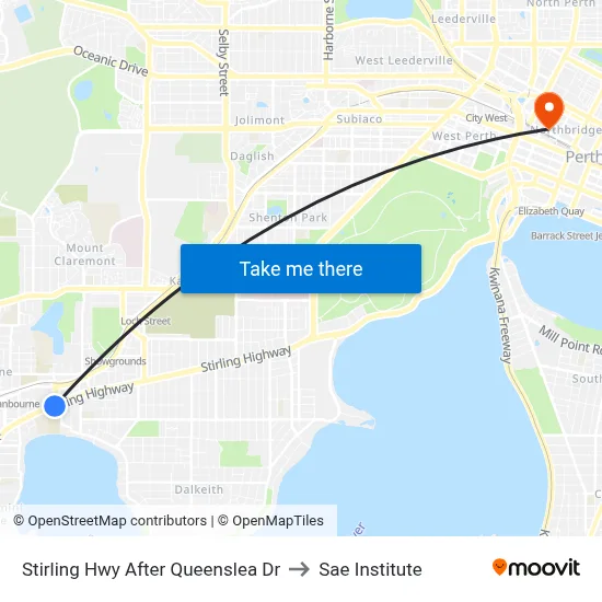 Stirling Hwy After Queenslea Dr to Sae Institute map
