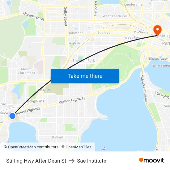 Stirling Hwy After Dean St to Sae Institute map