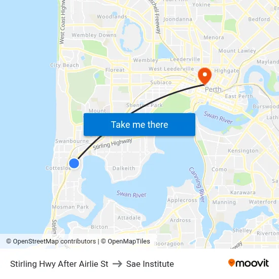 Stirling Hwy After Airlie St to Sae Institute map