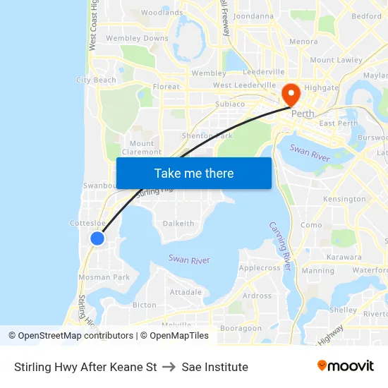 Stirling Hwy After Keane St to Sae Institute map
