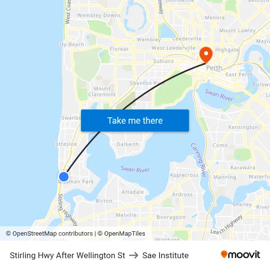 Stirling Hwy After Wellington St to Sae Institute map