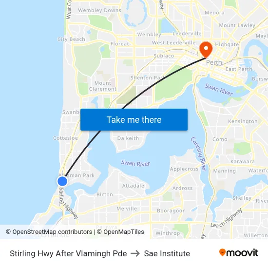 Stirling Hwy After Vlamingh Pde to Sae Institute map