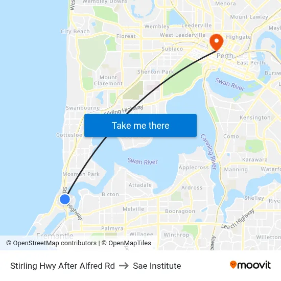 Stirling Hwy After Alfred Rd to Sae Institute map