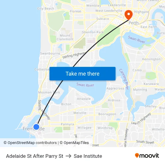 Adelaide St After Parry St to Sae Institute map