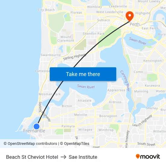 Beach St Cheviot Hotel to Sae Institute map