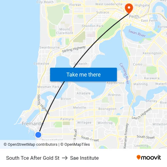 South Tce After Gold St to Sae Institute map