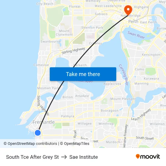 South Tce After Grey St to Sae Institute map