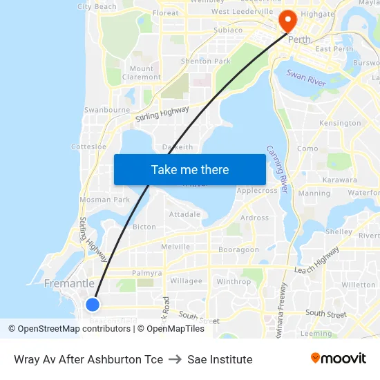 Wray Av After Ashburton Tce to Sae Institute map