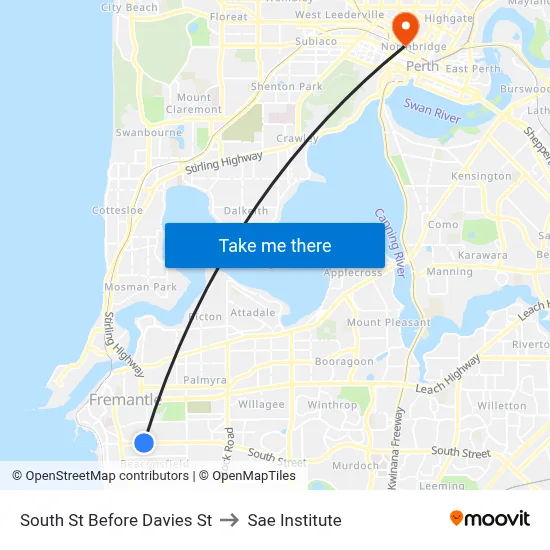 South St Before Davies St to Sae Institute map