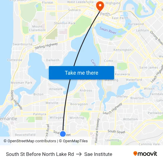 South St Before North Lake Rd to Sae Institute map