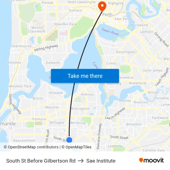 South St Before Gilbertson Rd to Sae Institute map