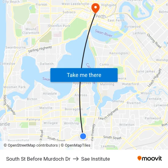 South St Before Murdoch Dr to Sae Institute map