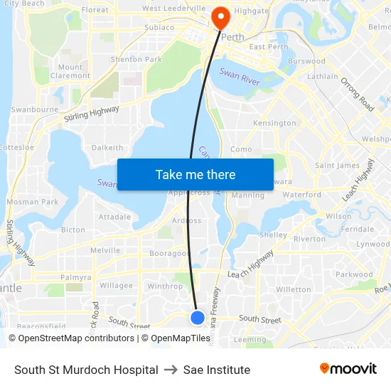 South St Murdoch Hospital to Sae Institute map