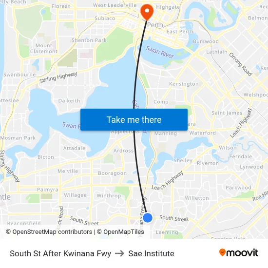 South St After Kwinana Fwy to Sae Institute map