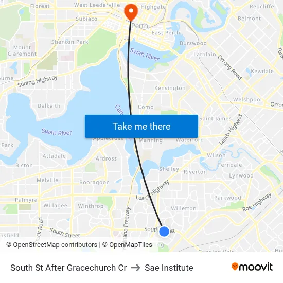 South St After Gracechurch Cr to Sae Institute map