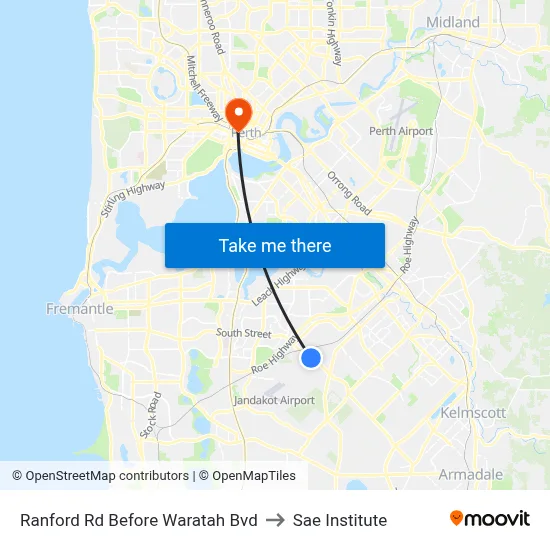 Ranford Rd Before Waratah Bvd to Sae Institute map