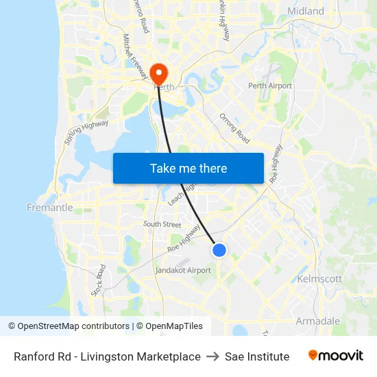 Ranford Rd - Livingston Marketplace to Sae Institute map