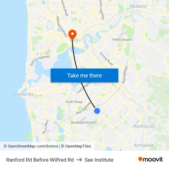 Ranford Rd Before Wilfred Rd to Sae Institute map