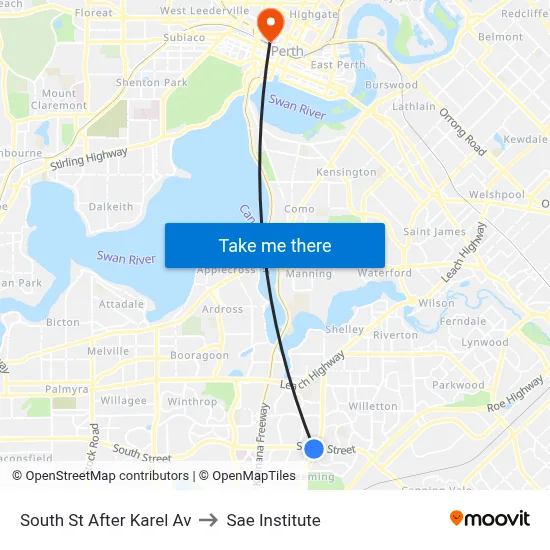 South St After Karel Av to Sae Institute map