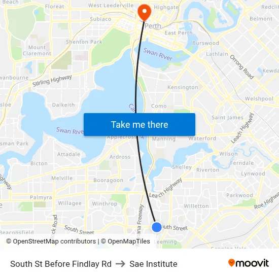 South St Before Findlay Rd to Sae Institute map