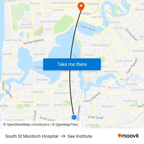 South St Murdoch Hospital to Sae Institute map